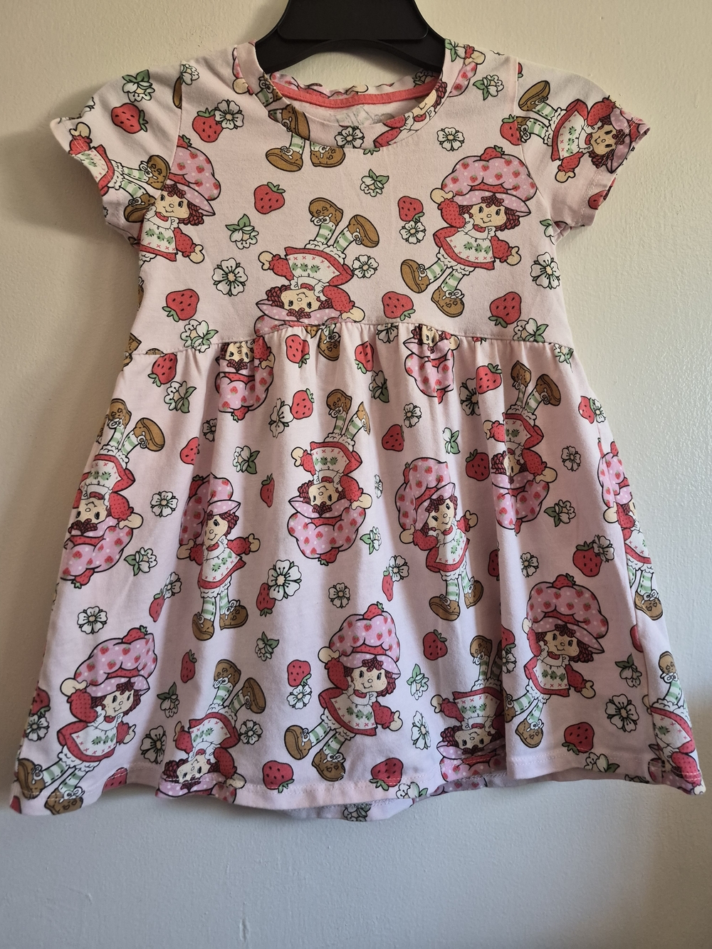 Pink Strawberry Print Kids Casual Dress Size 4T